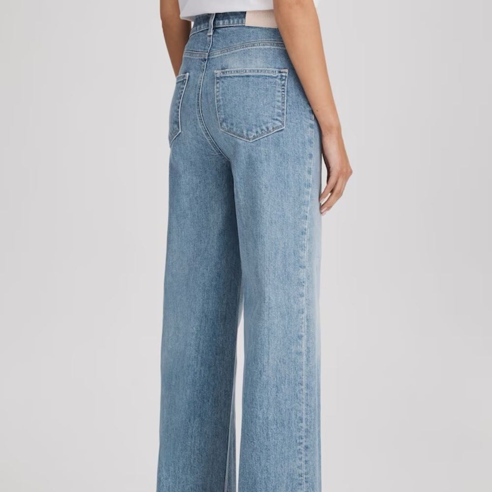 NEW PAIGE Sasha high waisted wide leg blue jeans - Picture 6 of 6
